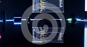 Modern Coding Environment with Dual Monitors Displaying Code on Dark Setup