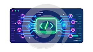 Modern coding interface on screen, representing software development and tech. vector design Generative AI