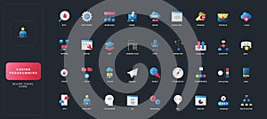 Modern Coding and Programming Flat Icon Set