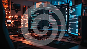 Modern Coding Setup Dual Monitors Code Dark Background