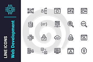 Modern coding and web development icons set