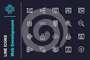 Modern coding and web development icons set