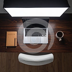 Modern Coding Workspace from Above