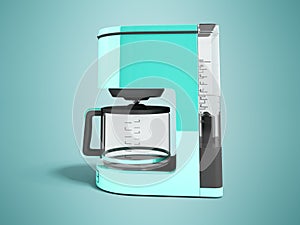 Modern coffee machine electric blue with a glass kettle and a wa