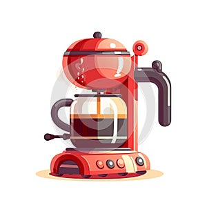 Modern Coffee maker Kitchen Appliance Cartoon Square Illustration.