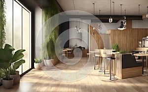 Modern coffeeshop and restaurant or kitchen room interior design.interior background concept