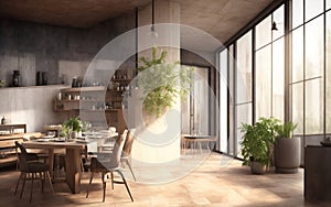 Modern coffeeshop and restaurant or kitchen room interior design.interior background concept