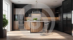 Modern coffeeshop and restaurant or kitchen room interior design.interior background concept