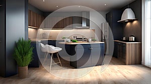 Modern coffeeshop and restaurant or kitchen room interior design.interior background concept