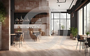 Modern coffeeshop and restaurant or kitchen room interior design.interior background concept