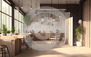 Modern coffeeshop and restaurant or kitchen room interior design.interior background concept