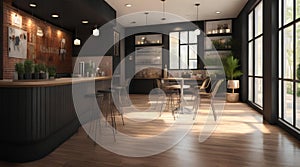 Modern coffeeshop and restaurant or kitchen room interior design.interior background concept