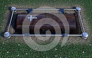 Modern Coffin Into Grave photo