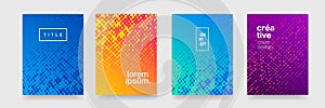 Modern color gradient background patterns, abstract geometric shape graphic design. Vector flat halftone blue orange color photo