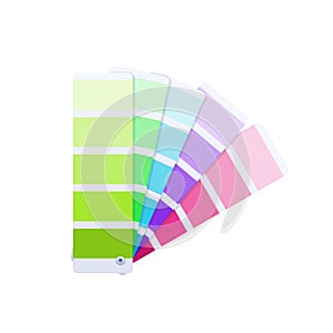 Modern color guide with palette of paint samples, creative work.