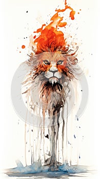 Modern color poster with a Lion in splashes of paint.