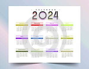 modern and colorful 2024 annual calendar template schedule goals
