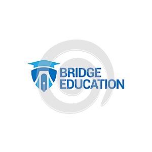 Modern Colorful BRIDGE EDUCATION Hat logo design