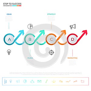 Modern colorful business timeline circle arrow infographics template with icons and elements