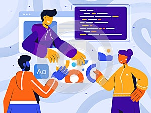 Modern colorful concept illustration of Design and Development