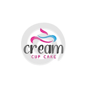 Modern colorful CREAM CUP CAKE yummy logo design