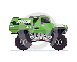 Modern Colorful Customized Monster Truck Vehicle Illustration