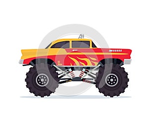 Modern Colorful Customized Monster Truck Vehicle Illustration