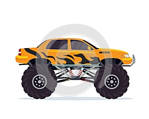 Modern Colorful Customized Monster Truck Vehicle Illustration