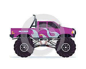 Modern Colorful Customized Monster Truck Vehicle Illustration