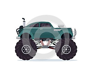 Modern Colorful Customized Monster Truck Vehicle Illustration