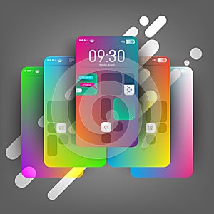 Modern, colorful device mobile phone, phablet, tablet, gadget screens mockup. Mockup for your UX, UI design photo