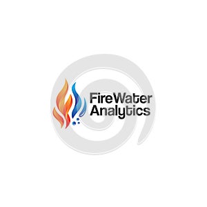 Modern Colorful Fire Water Analytics logo design