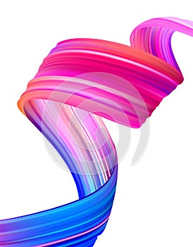 Modern colorful flow poster background. Abstract wavy twisted liquid shape. Paint brush stroke element.
