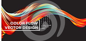 Modern colorful flow poster. Wave Liquid shape in black color background. Art design for your design project. Vector