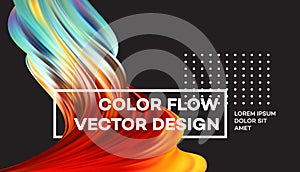 Modern colorful flow poster. Wave Liquid shape in black color background. Art design for your design project. Vector