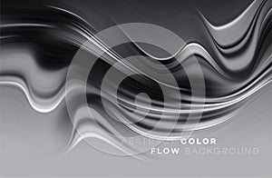 Modern colorful flow poster. Wave Liquid shape in black color background. Art design for your design project. Vector