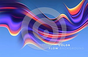 Modern colorful flow poster. Wave Liquid shape in black color background. Art design for your design project. Vector