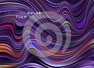 Modern colorful flow poster. Wave Liquid shape in black color background. Art design for your design project. Vector