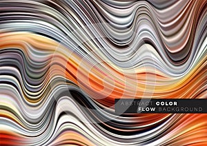 Modern colorful flow poster. Wave Liquid shape in black color background. Art design for your design project. Vector