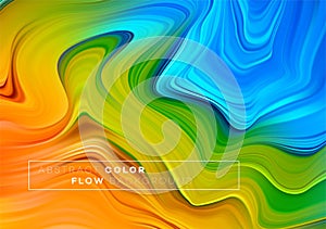 Modern colorful flow poster. Wave Liquid shape in black color background. Art design for your design project. Vector