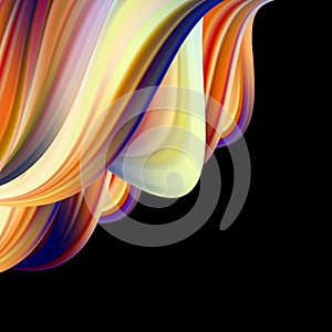 Modern colorful flow poster. Wave Liquid shape in black color background. Art design for your design project. Vector