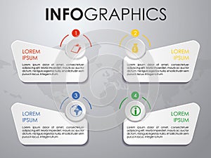 Modern colorful infographics options template vector on grey background. Can be used for web design, brochure, presentations and