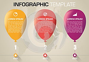 Modern colorful infographics options template vector with red ballon. Can be used for web design, brochure, presentations and