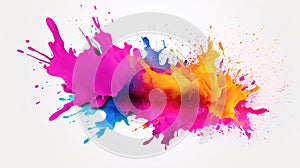 modern colorful ink splashes with a white background, ai generated image