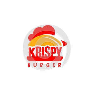 Modern colorful KRISPY BURGER chicken logo design