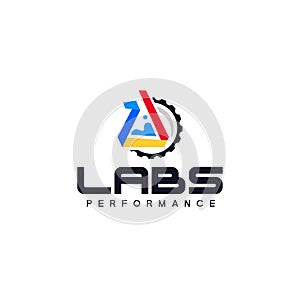 Modern colorful LABS performance wave logo design