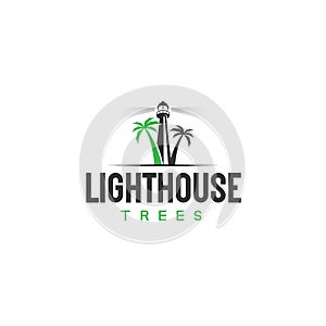 Modern colorful LIGHTHOUSE trees green logo design