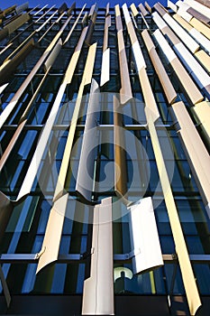 Modern colorful louvered facade of ASB Bank Headquarters, North Wharf Wynyard Quarter, Auckland, New Zealand