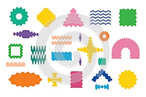 Modern colorful random wavy flat blank odd shapes emblems icons set design elements on white