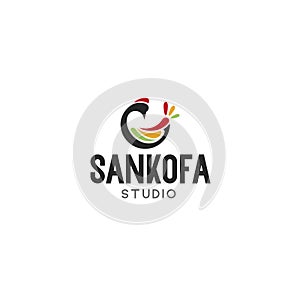 Modern colorful SANKOFA STUDIO Peacock logo design photo